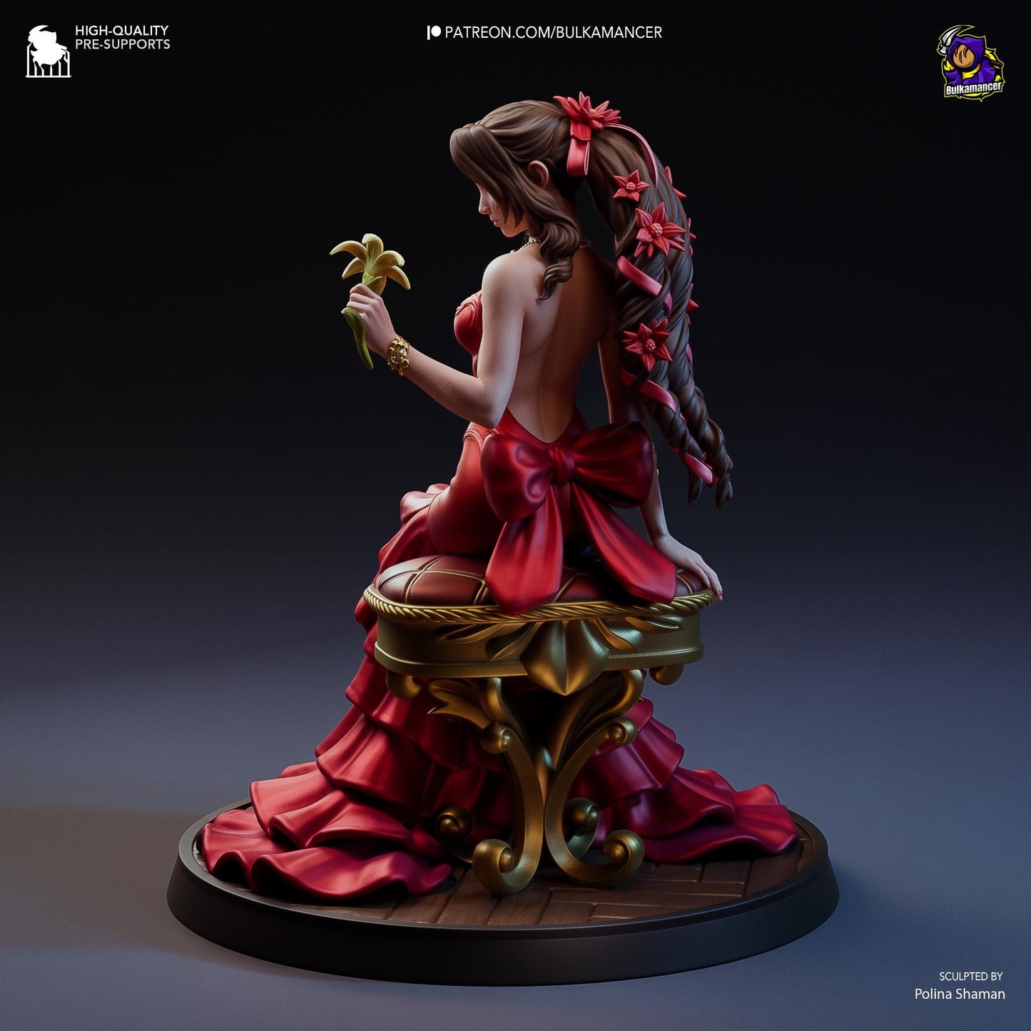 Aerith (with Red Dress) - Final Fantasy 7 VII | Maßstab 1:7 | Fanart Figur | 3D Druck | handbemalt