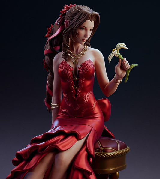 Aerith (with Red Dress) - Final Fantasy 7 VII | Maßstab 1:7 | Fanart Figur | 3D Druck | handbemalt